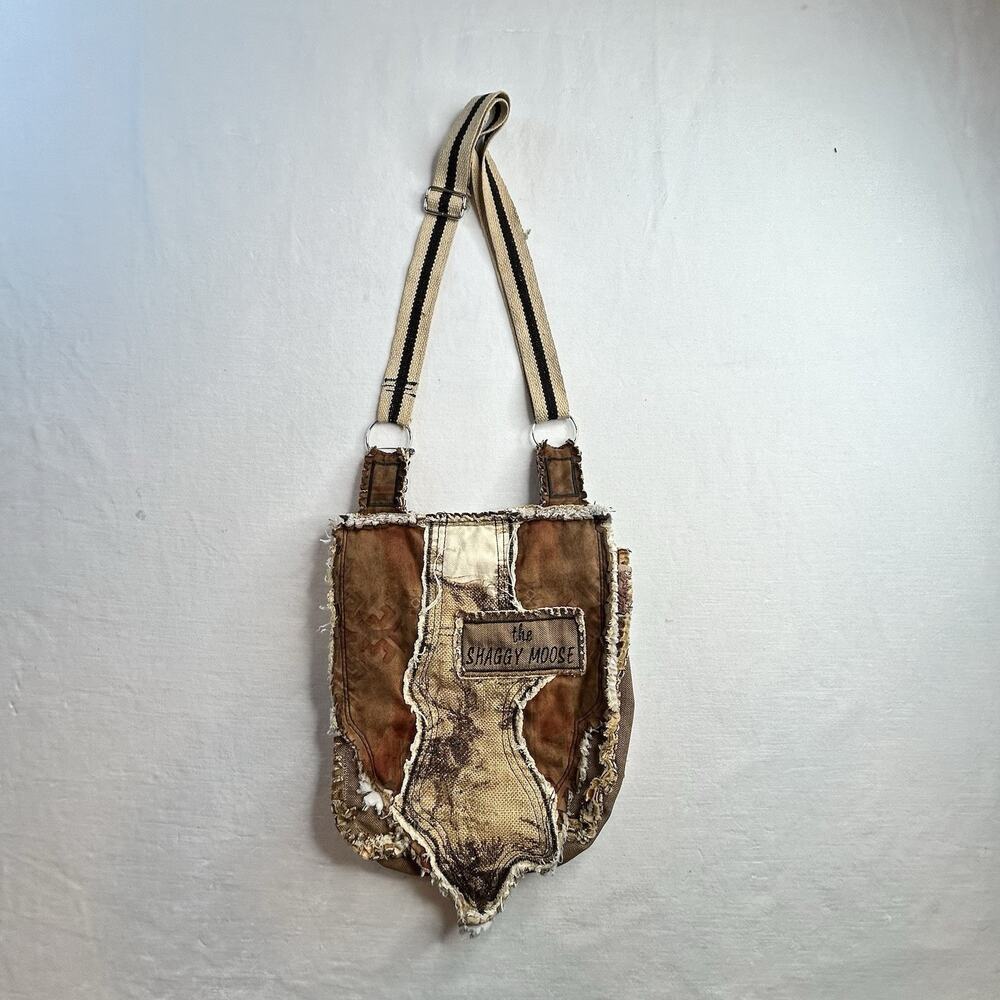 Vintage Handmade rustic Shaggy Moose Cross Body Messenger Bag